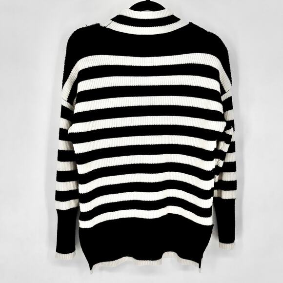 Philosophy Mock Neck Black and White Striped Oversized Sweater Size S - Picture 4 of 6
